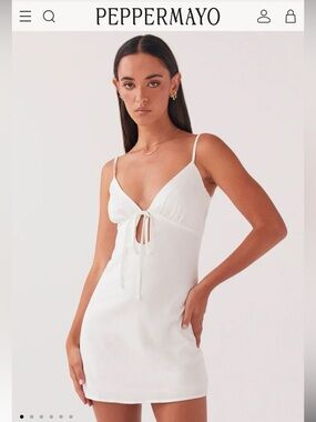 Peppermayo White Flora Linen Mini Dress